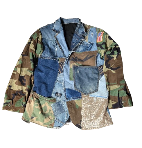 Denim Camo Patchwork Jacket