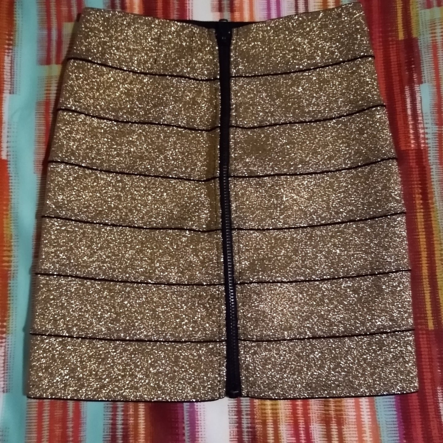 Stretch Metallic Mini Skirt